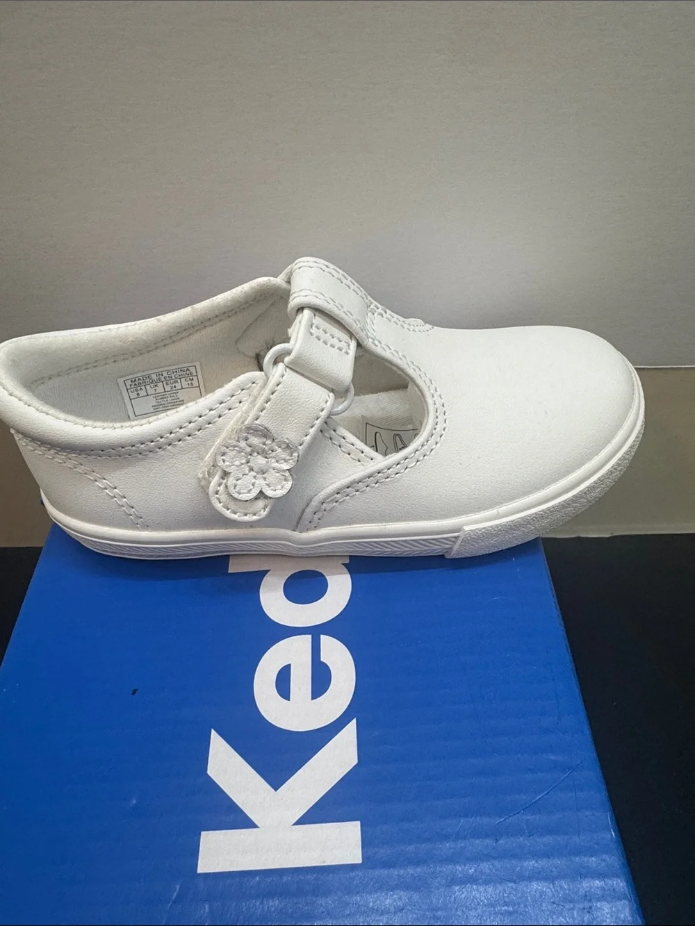 Keds White T-Strap Kids Shoe